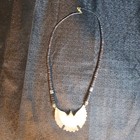 Vintage Handmade Navajo Shell Eagle Pendant Stone   Shell Beaded Necklace
