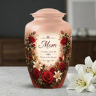 Floral Urn For Mom Red Rose Cremation Ashes Memorial 10 Inches Ship Fedex