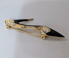 Vintage Black Enamel   Gold Tone Stiletto High Heel Shoe Brooch Pin