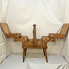 Vintage 1978 Solid Wood Accordion Cantilever Style Sewing Box On Legs