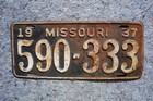 1937 Missouri License Plate