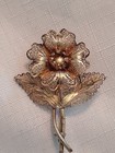 Vintage Sterling Silver Filigree Pretty Flower Brooch Pin 2 3 4 
