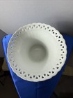 White Rose Design Planter Vase Porcelain Pierced Rim And Gold Trim 5    Vintage