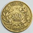 1928 Brazil 500 Reis Km  524 Circulated Condition