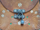 Vintage 1970s Hippie Mexican Hand Tooled Leather Purse Hand Painted Flowers