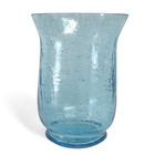 Vintage Blue Crackle Glass Vase 6  Tall 4 5  Diameter