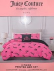 Juicy Couture  Hot Pink magenta With Black Crowns  logos Queen 4pc Comforter Set