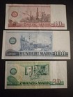 East Germany Ddr Banknotes 20 50 100 Mark Goethe Engels Marx Vintage Lot