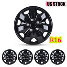 16  Wheel Covers Snap On Full Hub Caps Trim Rings Fit R16 Tire   Steel Rim Black