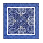 Men s 100 silk Handkerchief Navy Blue Floral Paisley Pocket Square 30cm 11 8in
