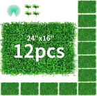 12 24pc 24x16 Artificial Boxwood Mat Wall Hedge Decor Privacy Fence Panels Grass