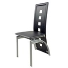 Set Of 4 Dining Chair Elegant Design Kitchen Dinette Room Black Leather Backrest