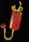 Antique Japanese Wajima Lacquer Hime Inro Raden Gold Maki-e Signed Netsuke Japan