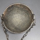 Antique Primitive Mini Cast Iron Cauldron Pot W  Chain Handle   Feet Rustic