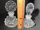 Vintage Crystal Clear Perfume Bottles Cut Glass Mcm Art Deco Vanity Set  2 
