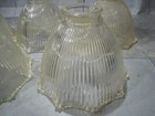Vintage Ribbed Glass Lamp Shades Set 5 Art Deco Frosted Ruffled Edge Light Cover