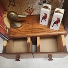 Vintage Cookbook Holder Stand Wood Counter Top Recipe Drawers And Top Shelf