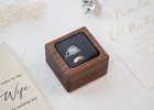 Muujee Walnut Double Ring Box W glass Lid For Wedding Proposal