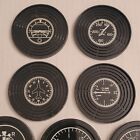 Vintage Airplane Instrument Drinking Glass Coasters Set Of 9 Pilot Flying Usa