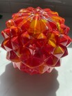 Vintage Art Deco Glass Lamp Shade Globe Red Amberina Swirl Hobnail Starburst