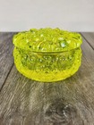 Vaseline Uranium Glass Sunflower Lidded Trinket Jewelry Box-glows 