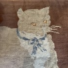 19th Century Antique Needlepoint Cat Framed 22 X 18