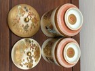 Pair Of Vintage Japanese Kutani Seven Lucky Gods Cups With Lid And Writing
