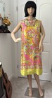 Vintage 60s Tizzie Psychedelic Colorful Floral Silk Mod Shift Dress M