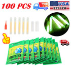 100pack Fishing Float Glowing Sticks Night Clip On Dark Fluorescent Green Lights