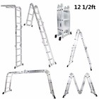 Multi-purpose Practical 12-step Joints Aluminum Folding Ladder For Work Silver
