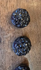 Vintage Set Of 4 Round Decorative Molded Buttons Jet Black Swarovski Crystals