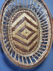 Vintage Oval Woven Wicker Basket Two Tone Tan Brown Set Of 2