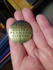 Antique 1940  master Plumber License Pinback Badge No 1  Hamilton Ohio