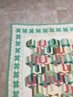 Vintage Antique  Patchwork Quilt Red Green White Handmade 47 x 50 