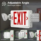 Red Led Exit Sign With Emergency Light Combo Adjustable Two Heads battery Backup