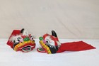 Lot Of 2 Vintage Chinese Paper Mache Dragon Head Hand Puppet Masks New Year