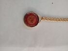 Beautiful Vintage Red Flower   Pendant Necklace Gold Colored 