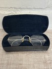 Antique Rimless  stamped 1 10 12k White Gold Filled Hexagon Eyeglasses W case
