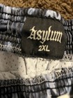Asylum Men s Black gray white Logo Swim Shorts W  Drawstring Mesh Lining 2xl