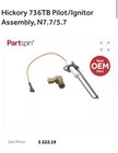 Hickory 736tb Pilot ignitor   For Models N7 7 5 7  New