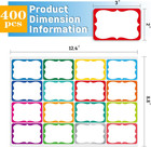 400 Pcs Name Tag Stickers  3 x 2   16 Colorful Name Tags  Name Labels For School