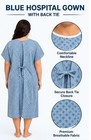 Hurculees 3 Pack Blue Hospital Gowns Patient Gown Back Tie One Size Fits All
