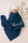 Personalized Baby Knit Blanket Custom Name Embroidered Newborn Gift Soft