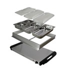 Buffet Server Food Warmer 3 Sectional Trays Portable Heat Control Parties New