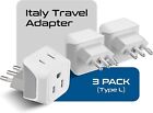 Cepticsus To Italy  Chile Travel Adapter Plug With Dual Usa Input-type L 3 Pack