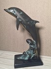 Spi Retired Bottlenose Dolphin Brass Sculpture 11inch