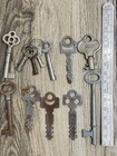 Antique Vintage Assorted Cabinet Padlock Lock Key Lot Flat Open Solid Barrel
