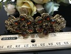 Antique Gold Tone Rhinestone Brown Color Metal Hair Clip Barrette 680117