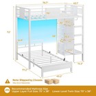 Twin Over Twin Bunk Bed 8 Drawers Led Lights Guardrail For Kids Teens White