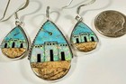 925 Sterling Silver Santa Fe Village Turquoise Jasper Lab Opal Matching Set 8 9g